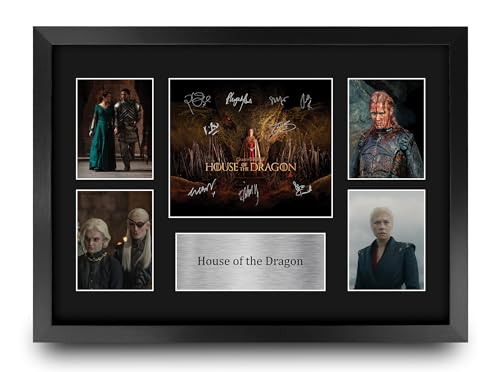 HWC Trading House of the Dragon Gifts Printed Signed Autograph Presentation Photo Montage Display for TV Show Fans - A3 Framed