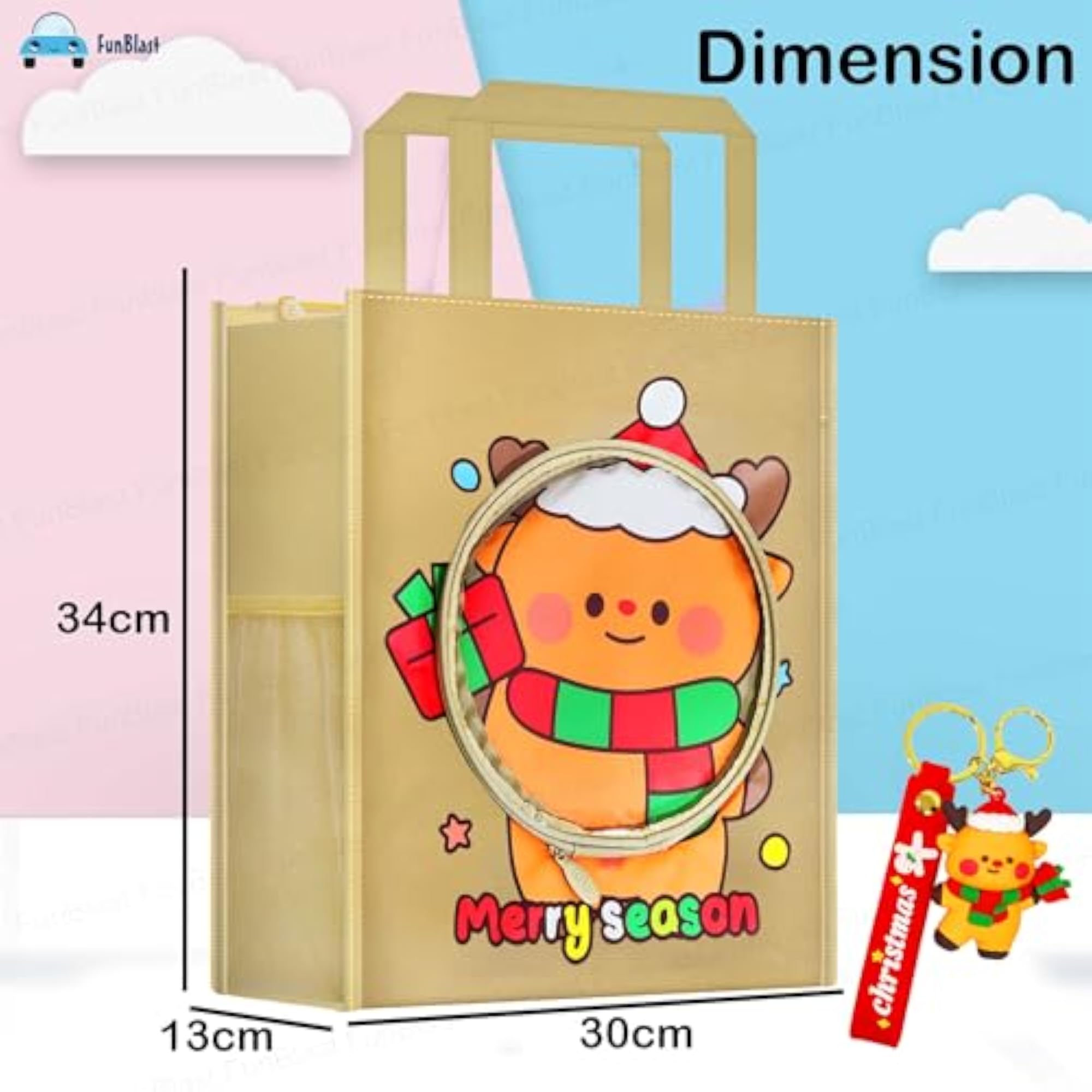 Multi-Purpose Canvas Carrying Tote Bag with Key Ring