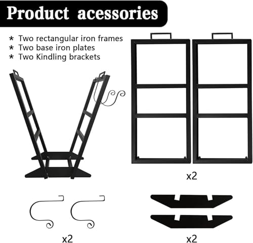 Range-bûches d'intérieur en métal support bois de chauffage extérieur - 7