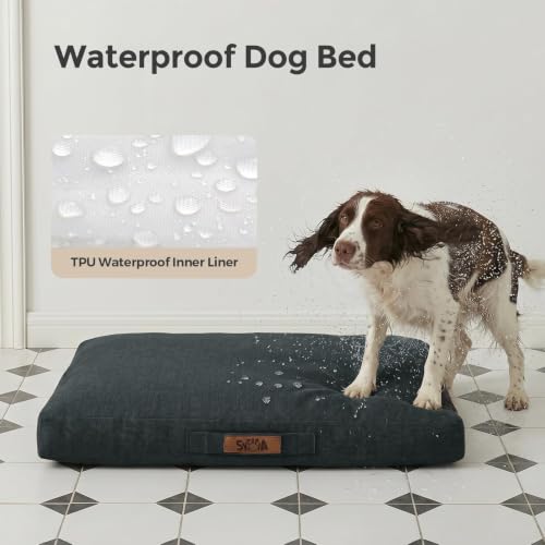 Image of Sytopia 42 Inch Indestructible Dog Bed for Extra Large Dogs, Waterproof Chew Proof Orthopedic Pet Mat for Crate with Machinne Wshable Cover, Great for Indoor Outdoor Use, Dark Grey