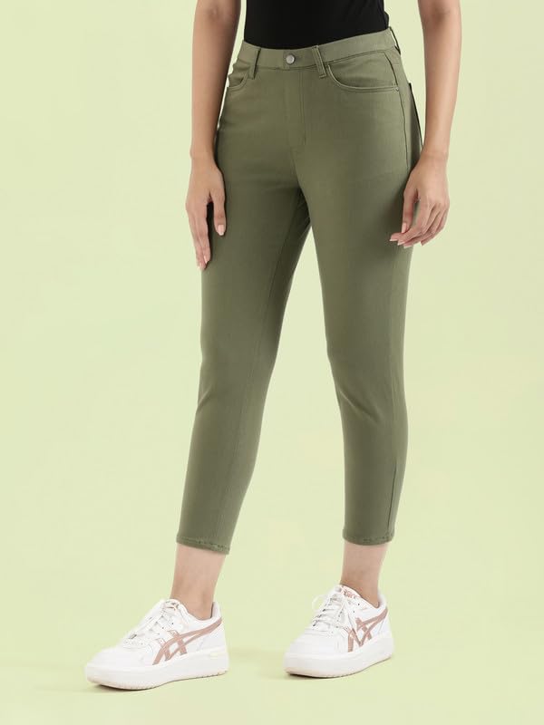 Image of GO COLORS Soft Cotton Blend Printed Jeggings Ankle Length for Women| Breathable, Mid Rise