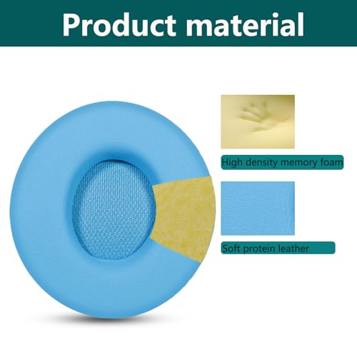 Repuestos para almohadillas de auriculares, compatibles con Beats Solo Pro, cuero proteico suave combinado con espuma viscoelástica de alta densidad, ACCIUK, 1 par (azul cielo) miniatura 3