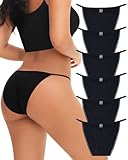 LEVAO Cotton Underwear for Women Sexy String Bikini Lace Cut Out Panties Stretch Ladies Cheeky Briefs 6 Pack S-XL