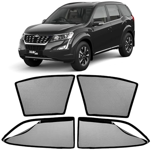 Image of AutoStory Magnetic Car Sunshade for XUV 500 | Front Half Cut for Mirror Visibility + Rear Full Coverage with Zipper | Heavy Heat & UV Protection | Privacy Side Window Curtains Shades