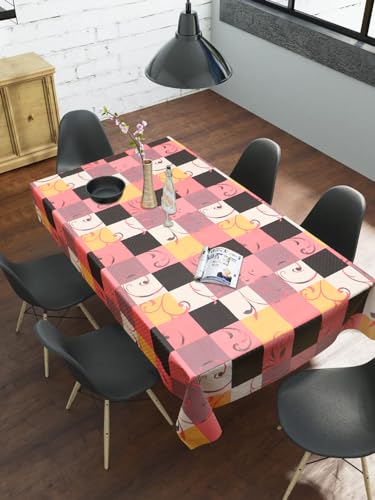 Image of Dakshya Industries PVC Waterproof Withoutlace Dining Table Cover (Size - 54X78 Inch) Rectangle 6 Seater Heat Rasistant Table Cloth (T10)