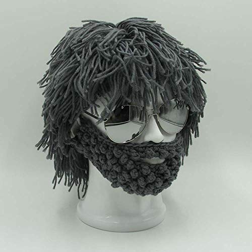 Gorro tejido con barba Viking estilo Bárbaro para invierno miniatura 6