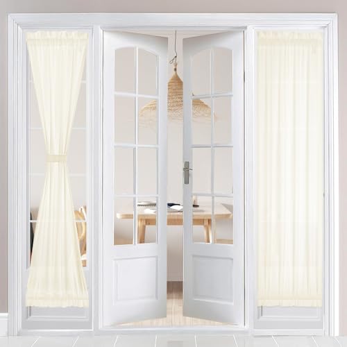 HOMEIDEAS Rideaux sidelights opaque porte, crème beige, 26L x 72H