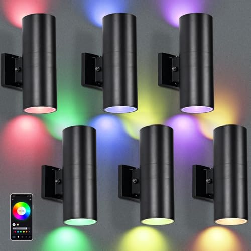 futxnziey Lumière murale extérieure RGBCW 6 pack intelligente WiFi