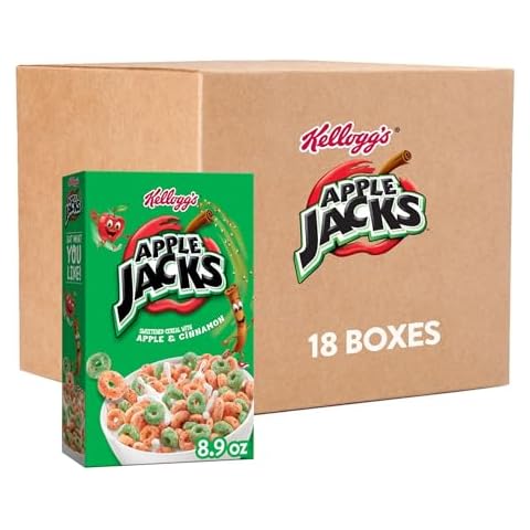 Kellogg's Apple Jacks Breakfast Cereal, Kids Cereal, Family Breakfast, Original (18 Boxes) Cover