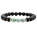 Top Plaza Black Lava Rock Stone Elastic Beaded Bracelet Healing Energy Stretch Bracelets with 3 Imperial Jasper(Sky blue)