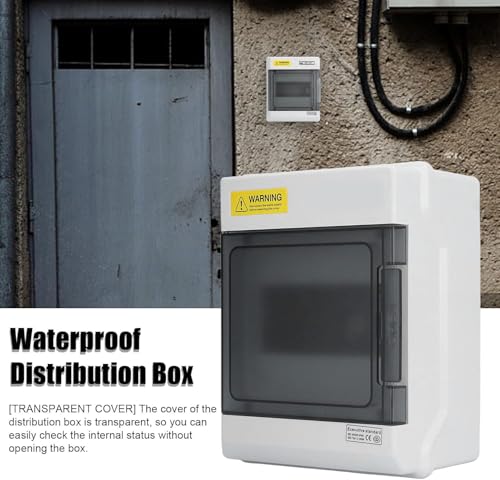Image of POWER SHPN-6 Electrical Distribution Box | 6 Way Waterproof MCB Box | IP65 Enclosure for Circuit Breakers, Industrial & Home Use (190x160x100mm)