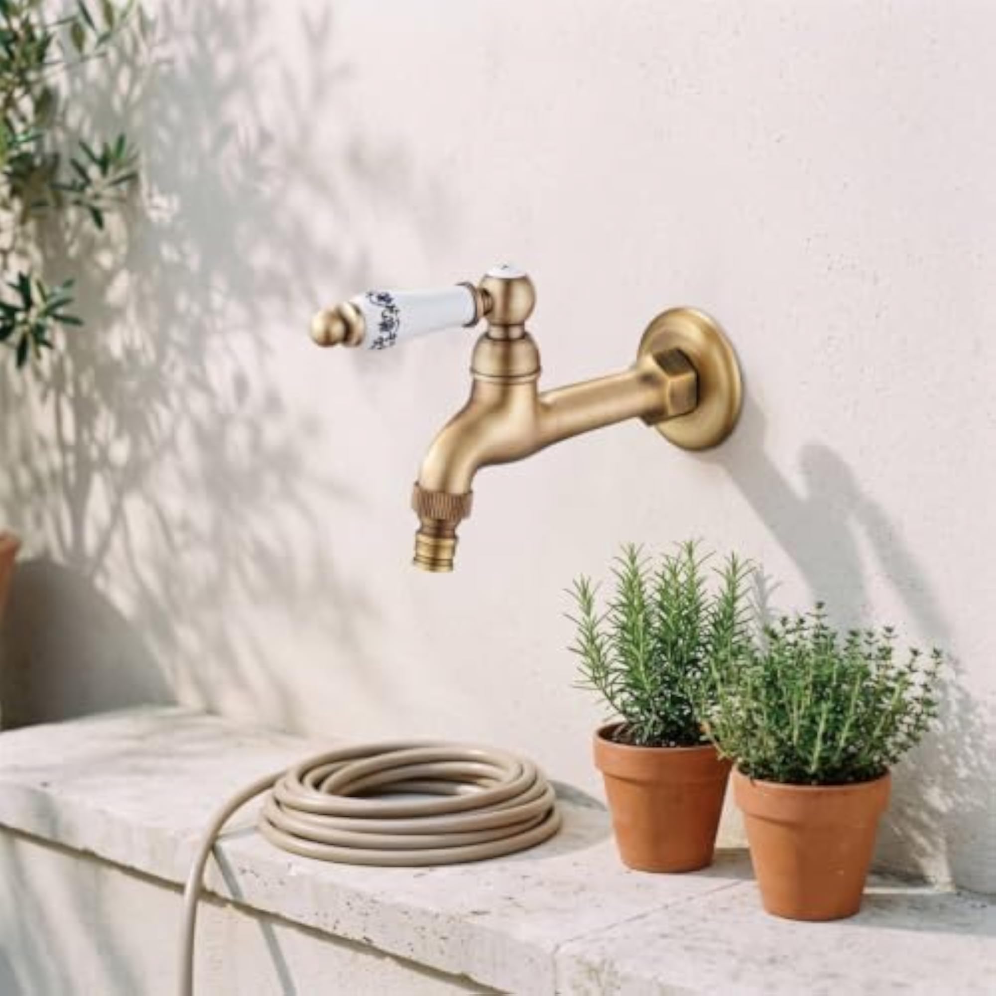 Antique Brass Wall-Mounted Faucet, Vintage-Inspired