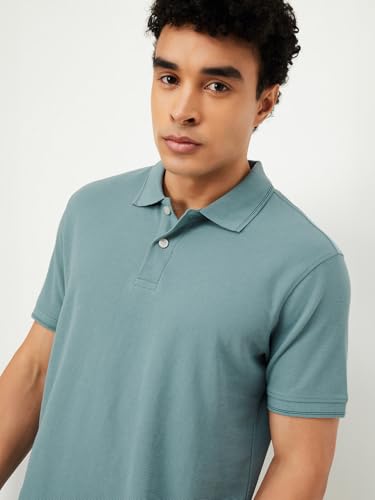 Image of Max Mens Cotton Blend Regular Fit Half Sleeves Solid Polo T-Shirt
