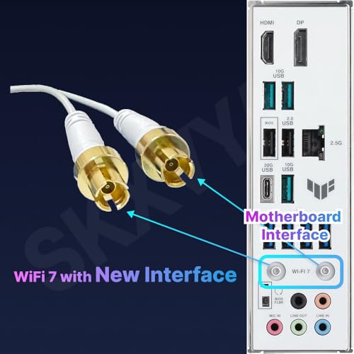 Image of for ASUS WiFi 7 Antenna Magnetic 2.4G 5G 6G WiFi 6E WIFI7 for ROG Strix Z790 Z790-E Z790-A Z790-F Wi-Fi 7 Gaming Motherboard PC Desktop Computer with New Interface (White)