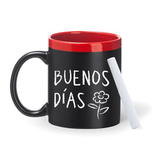 Imagen de mundohuevo Taza Pizarra para escribir o dibujar Color rojo Incluye tiza blanca Regala alegría Capacidad de 350 ml Regalo divertido para amigos