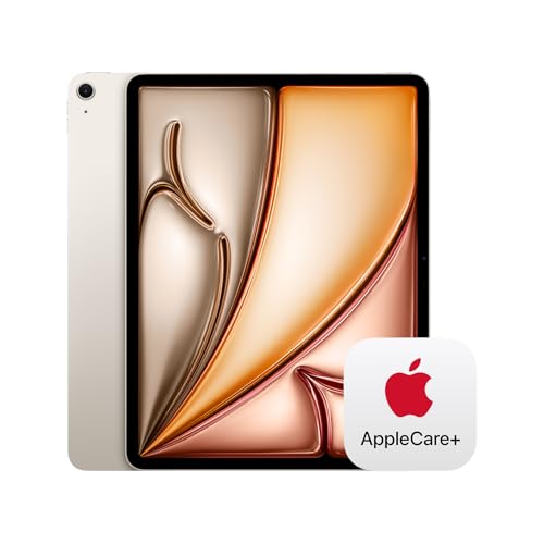 Image of Apple iPad Air 13-inch with M3 chip Built for Apple Intelligence, Liquid Retina Display, 1TB, 12MP Front /Back Camera, Wi-Fi 6E, Touch ID, All-Day Battery Life - Starlight with AppleCare+ (2 Years)