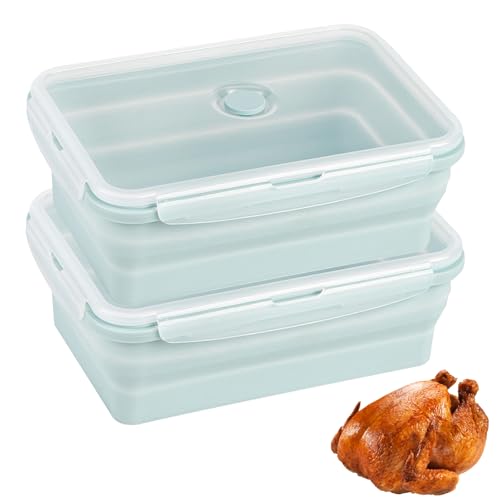 CUISITOOL Extra Large Collapsible Silicone Food Storage Containers With Lids, 2000ml Big Meal Boxes for Kitchen, Camping, Dishwasher, Microwave, Freezer Safe