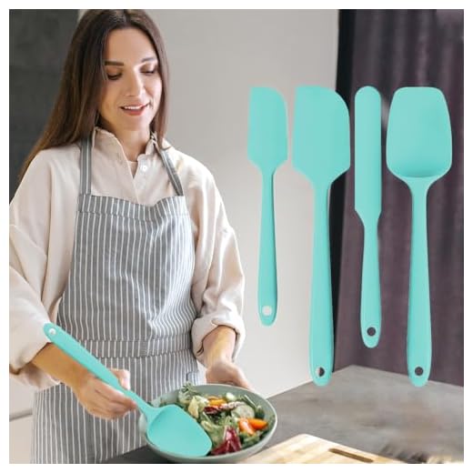 Silicone Spatula Set, 4 Piece Food Grade Rubber Spatulas for Baking, Cooking, and Mixing High Heat Resistant Non Stick Dishwasher Safe BPA-Free