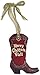 Christmas Holiday Burgundy Wooden Western Boot Shaped Ornament Merry Christmas Y'all