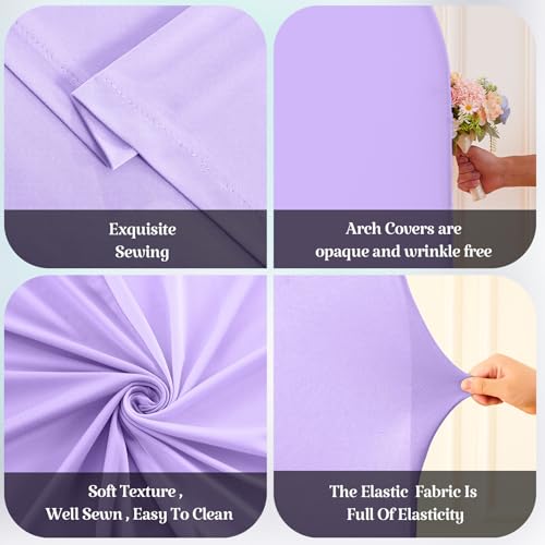 Image of Purple Lavender Arch Backdrop Cover for Wedding, 7.2FT 6FT Set of 2 Stretchy Spandex Fitted Arch Stand Cover for Baby Shower, Birthday Party Decor, Chiara Backdrop Cover with Double-Sided Design