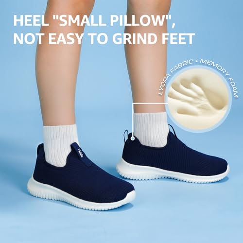 STQ Kids Slip on Sneakers for Big Boys Breathable School Lightweight Gym Non Slip Boys Shoes Navy Size 6 Big Kid3