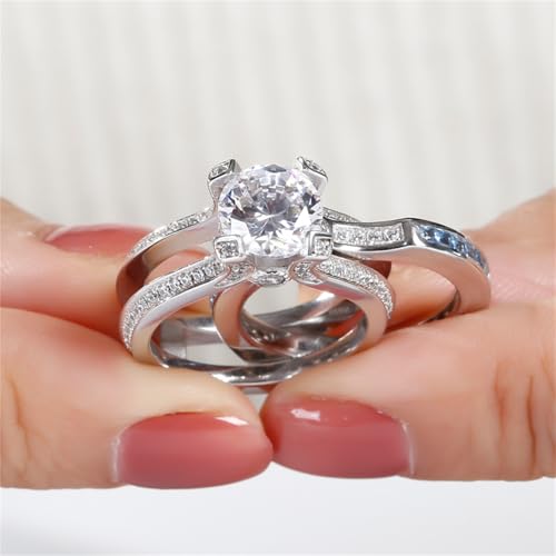 Image of Jeulia Diamond Band Rings for Women cz Sterling Silver Interchangeable Ring Sets Wedding Engagement Anniversary Promise Ring Bridal Sets
