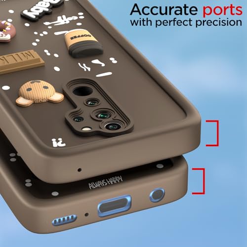 Image of Pikkme Back Cover for Redmi Note 8 Pro | Cute Fun Cartoon 3D Bear Silicone Full Body Protection Bumper Cover (Brown)