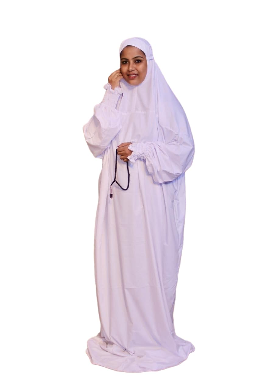 Haadiyaas Women's Prayer Dress | Soft Premium Giza Satin Fabric | Full Length Islamic Namaz Dress | Comfortable & Lightweight | Free Size/XXL-image-32