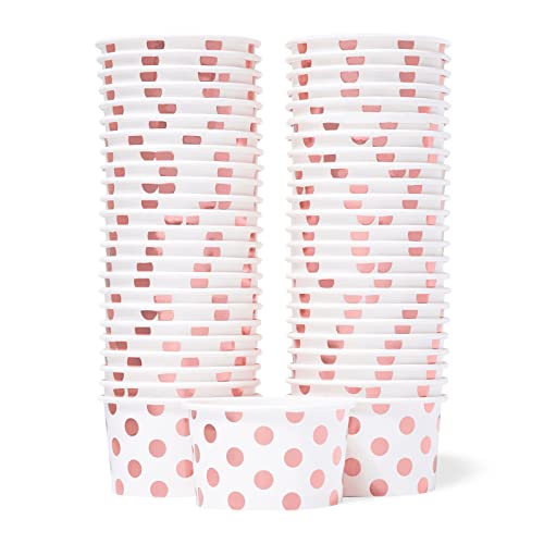 Gobelets en Papier MATICAN pour Glaces - Lot de 50 Gobelets Jetables de 160 ml avec Pois en Folie Rose pour Desserts Chauds ou Froids