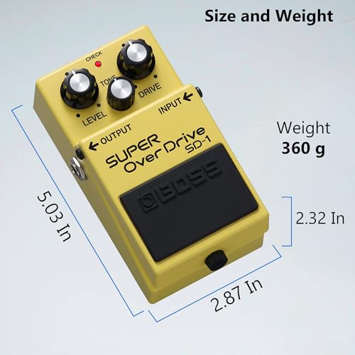 Image of Boss SD-1 Super OverDrive Pedal Bundle with Gearlux Power Supply, Instrument Cable, Patch Cable, and BOSS Picks