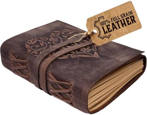 moonster Leather Journal with Embossed Heart Shape - Non Refillab...