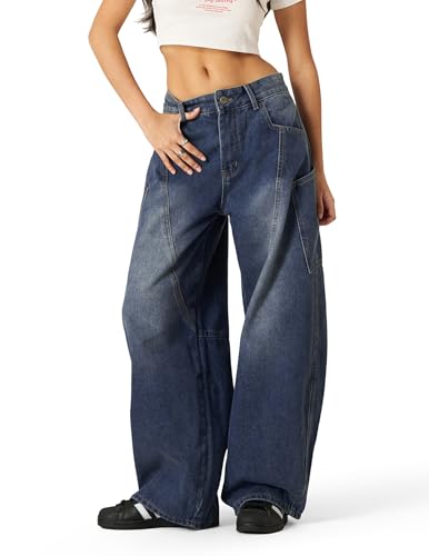 Aelfric Eden Mens Jeans Big Pocket Barrel Pants Loose Oversized Baggy Wide Leg Jean Casual Hip Hop Y2K Denim Pant Streetwear2