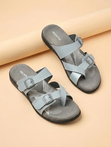 Image of HEALTH FIT EXTRA SOFT Women's Comfortable Memory Foam Doctor Slippers /Flip-Flops|Fashionable Casual & Stylish|Lightweight & Breathable|Outdoor Synthetic Casual Chappals Sandals Ladies & Girls HF30