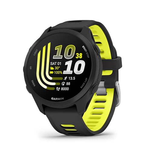Image of Garmin Forerunner 170, GPS Running Smartwatch, Advanced Training Metrics and Recovery Insights, Black with Black /Amp Yellow Band