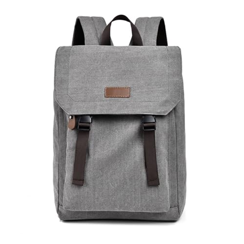 Vintage Canvas Backpack, Classic Daypack with Multiple Pockets, Rushbag, College Backpack Freshman, Multi Colors (Minimalist, Grey)