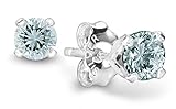 Birthstone Stud Earrings 4 mm - 925 Sterling Silver with Cubic Zirconia Crystals - CHOOSE YOUR COLOR
