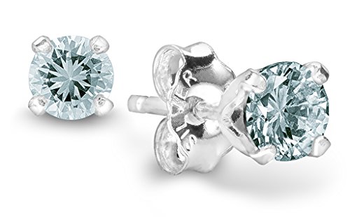 Birthstone Stud Earrings 4 mm - 925 Sterling Silver with Cubic Zirconia Crystals - CHOOSE YOUR COLOR