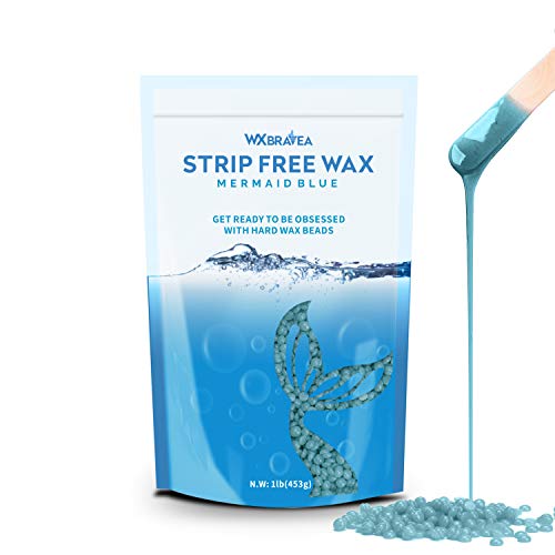 Hard Wax Beads, Wax Beans for Coarse Hair Removal, WX BRAVEA 1lb Wax for Sensitive Skin, Blue Wax Refill for Wax Warmer Kit, Women Men Brazilian Bikini Underarm Eyebrow Waxing