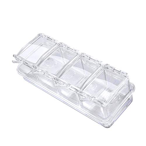 Jevogh JV02 Gewürzdose, Acryl, mit Tablett und 4 Servierlöffeln Cover