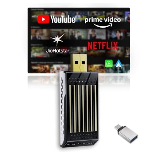 Carlizem 2025 Wireless AI Car Box 3-in-1 Wireless CarPlay & Android Auto with YouTube/Netflix/Prime/Hotstar 4GB RAM 64GB Storage Cortex-M3 Processor Android 13 Bluetooth 5.4 GMS Certified Plug & Play