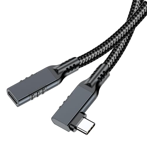USB Type-C 延長ケーブル 0.5m L字 LpoieJun 20Gbps 240W PD | 8K@60Hz 映像出力 ナイロン編み スマホ/タブレット/ゲーム機/PC対応