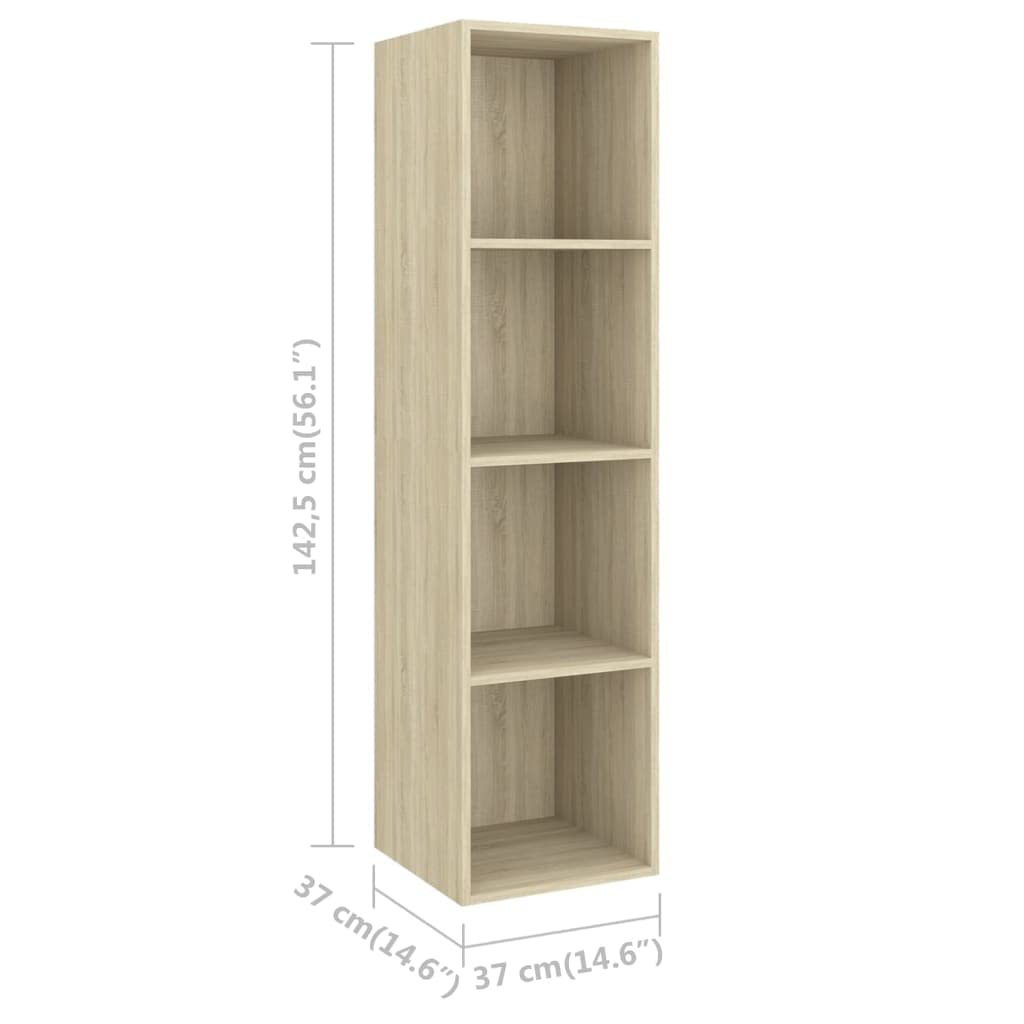 4-TLG. TV-Schrank-Set Sonoma-Eiche Holzwerkstoff, Hängend, Modernes Media Center, Viel Stauraum, für Wohnzimmer und Schlafzimmer