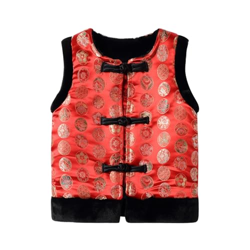 LittleSpring Boys Girls Tang Vest Fleece Lined Chinese New Year Sleeveless Jacket
