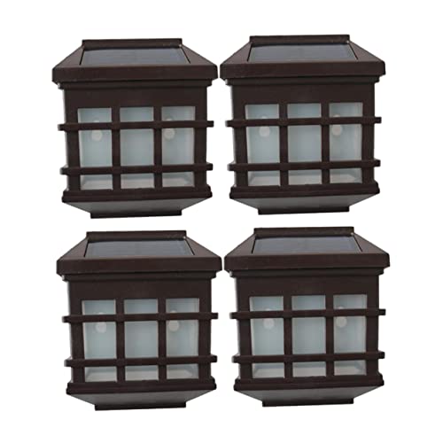 Happyyami 4Pcs Solar Powered Wall Light Outdoor LED Landscape Lamp for Patio and Stairs Warm White with Battery for Garden and Porch Lighting