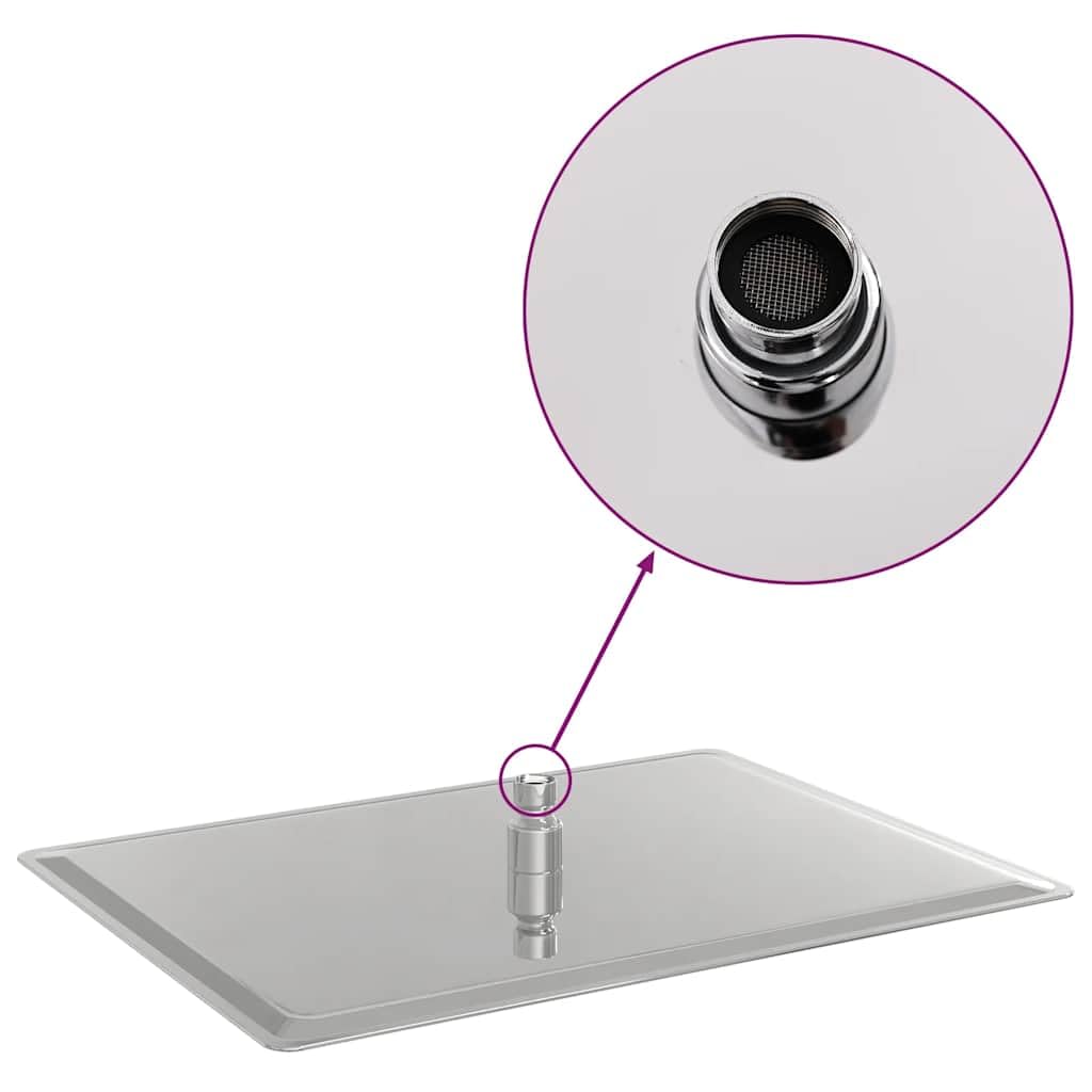vidaXL Testa Doccia a Pioggia Acciaio Inox 304 40x30 cm Rettangolare, soffione Doccia a Pioggia, soffione Bagno, Parte Doccia