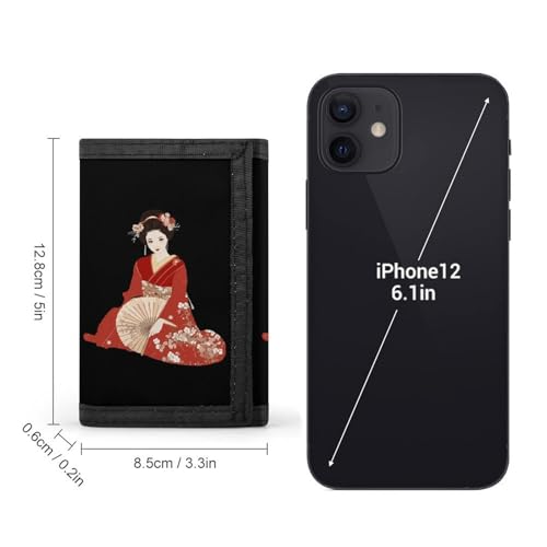 Japanese Geisha-Girl in Kimono Japan Art Trifold Wallet Coin Purse Front Pocket With Credit Card Holder Slot For Travel Work2
