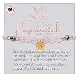 BESTE FREUNDIN GESCHENKE ROSENQUARZ ARMBAND, Edelstein Armband als Freundschaftsarmband Quarz (Rosen Quarz)