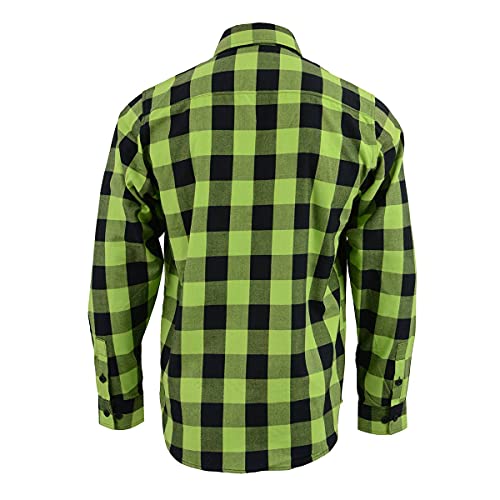 Milwaukee Leather MNG11632 Men's Flannel Plaid Black and Neon Green Long Sleeve Cotton Button Down Shirt2