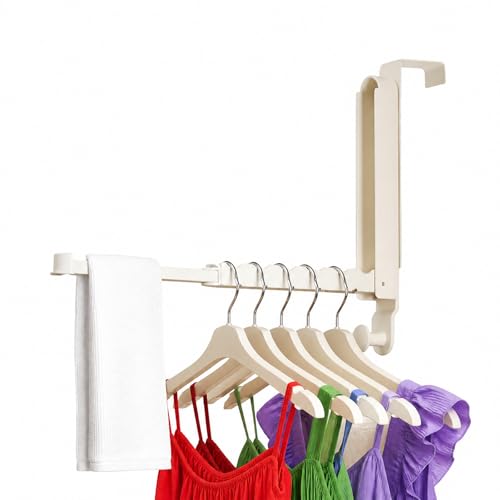 JOOM Perchero Puerta Plegable Extensible Gancho Colgador Puerta sin Taladro para Dormitorio Baño Salón, Perchas Colgadores de Aluminio, 1 Unidad Blanco,para Puertas de hasta 3,7 cm de
