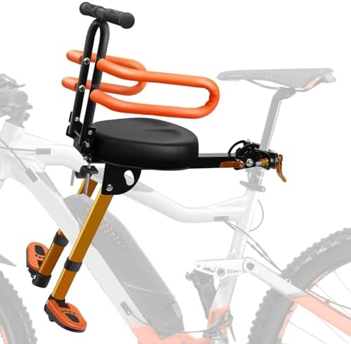 DEFNES Front Child Bike Seat,Foldable Front Mount Baby Bike Seat for Adult Bike,Toddler Bike Seat,Portable Bike Seat for Kids,Suitable for Children 2~6 Years Old